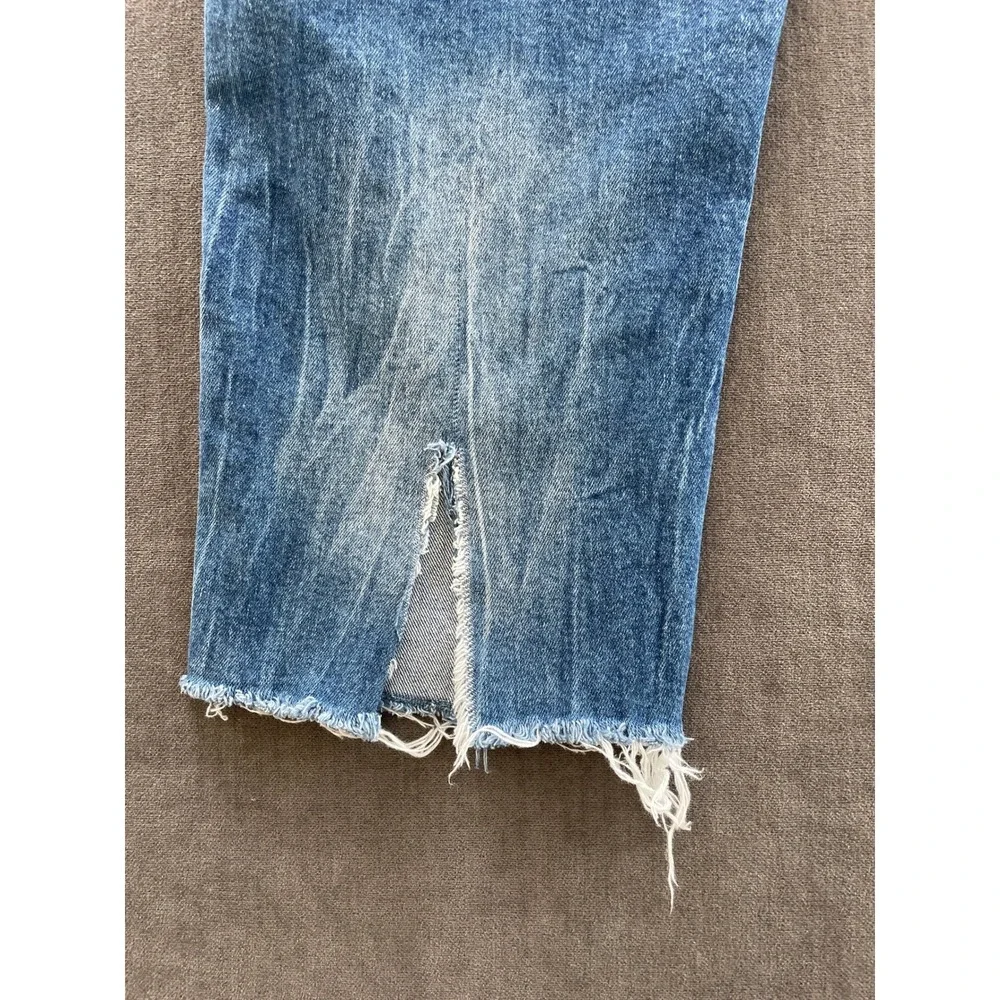 Jeanius Distressed Cropped Jeans Mens 36 Blue Grunge Thrashed Streetwear Raw Hem